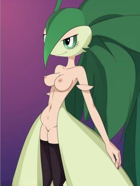 AI generated slut Gardevoir from Pokemon bares her boobs in a compilation - #6