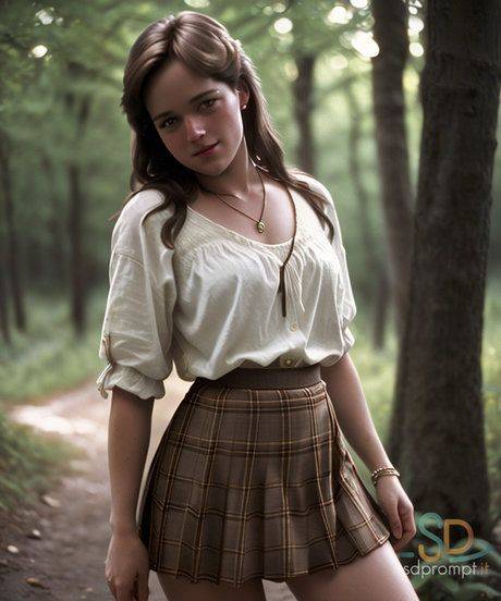 Sexy AI generated babe Midiwes exposes her attractive body in the woods - #13