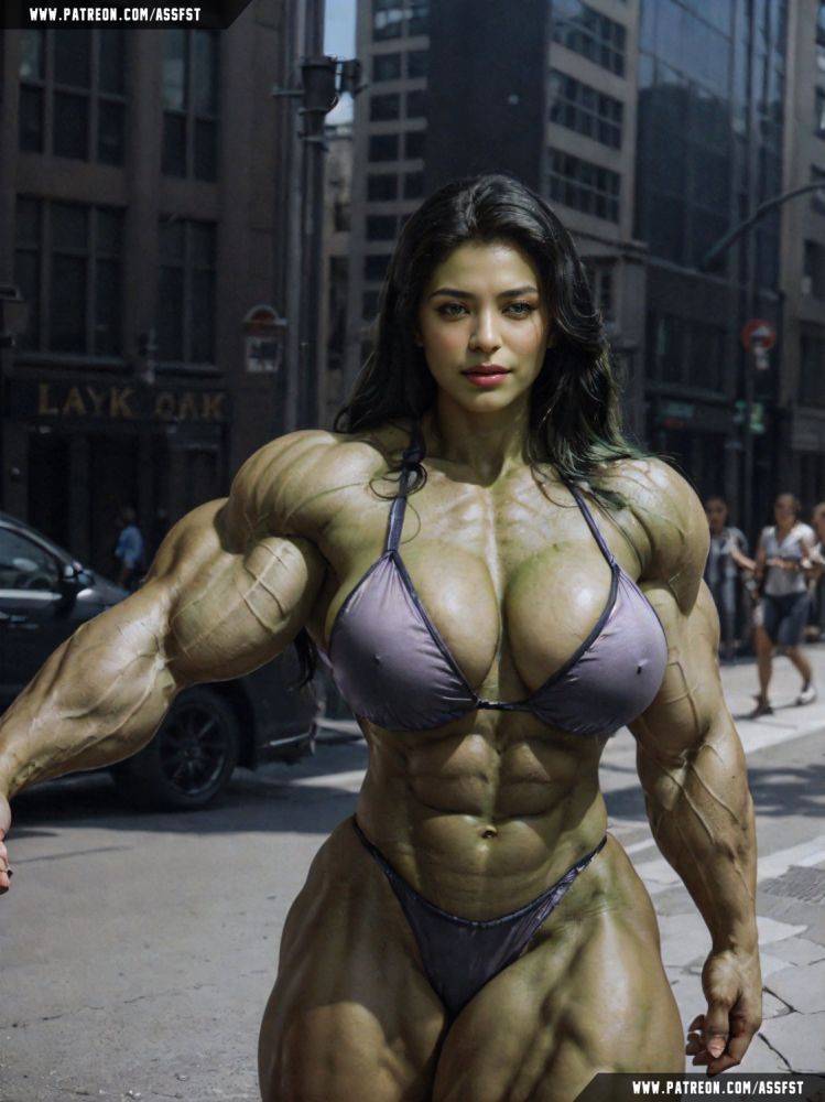 She-Hulk Muscle Growth AI Animation - #1