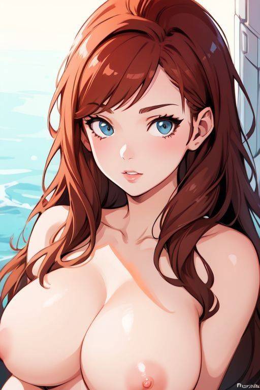 AI generated cute anime big boobs redhead Girls - #14