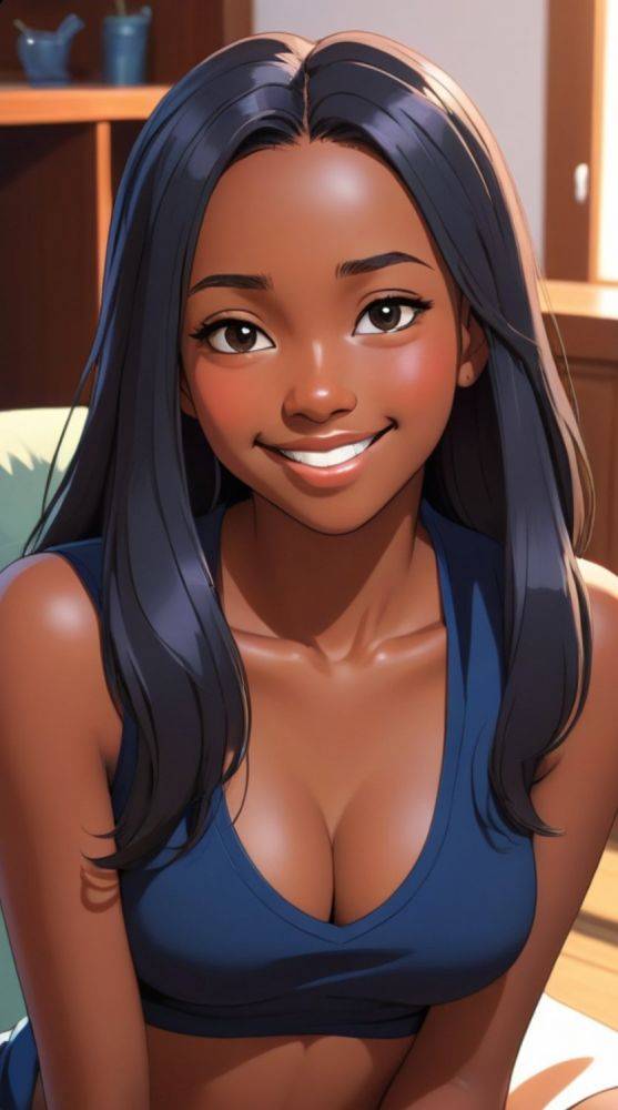 AI generated anime black girls nude - #8