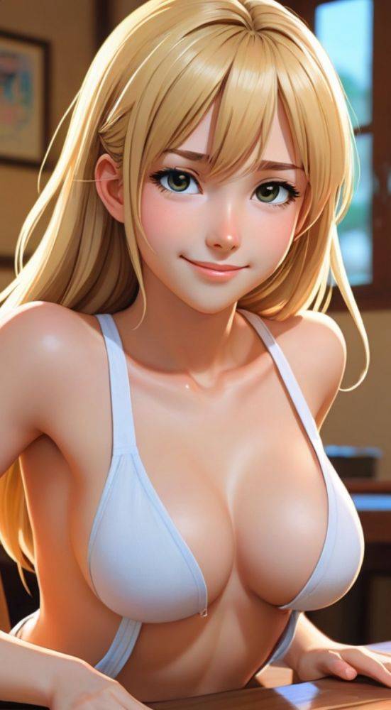 AI generated cute blonde Anime Girl nude - #16