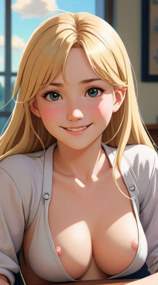 AI generated cute blonde Anime Girl nude - #12