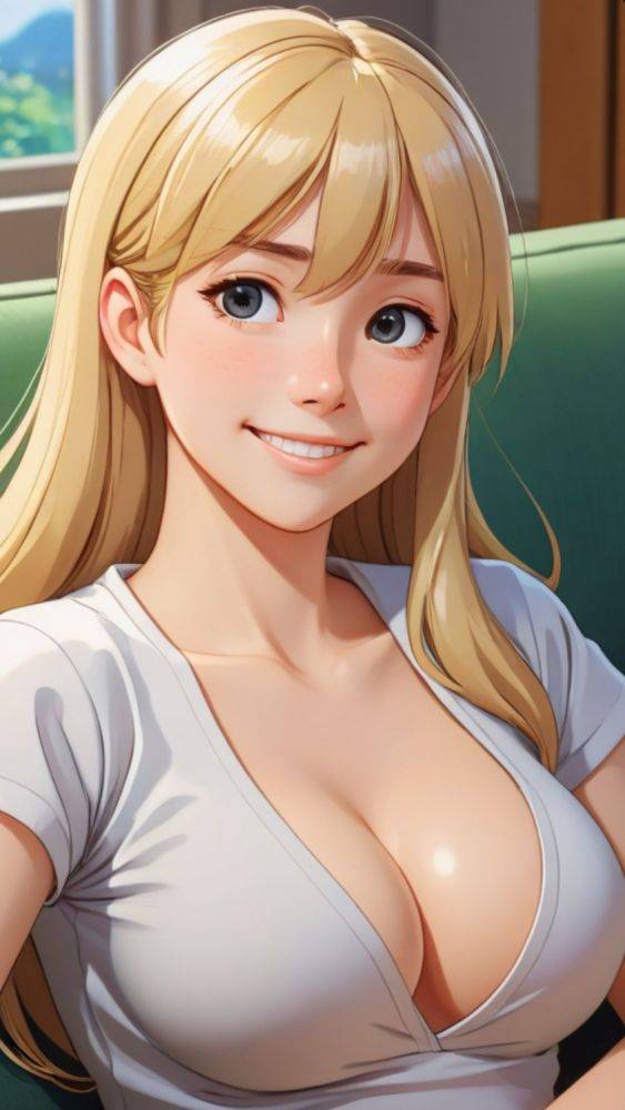 AI generated cute blonde Anime Girl nude - #29