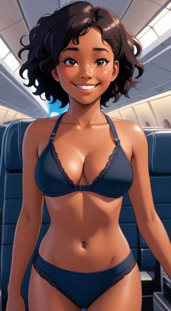 AI generated cute black beauty anime girl nude - #23