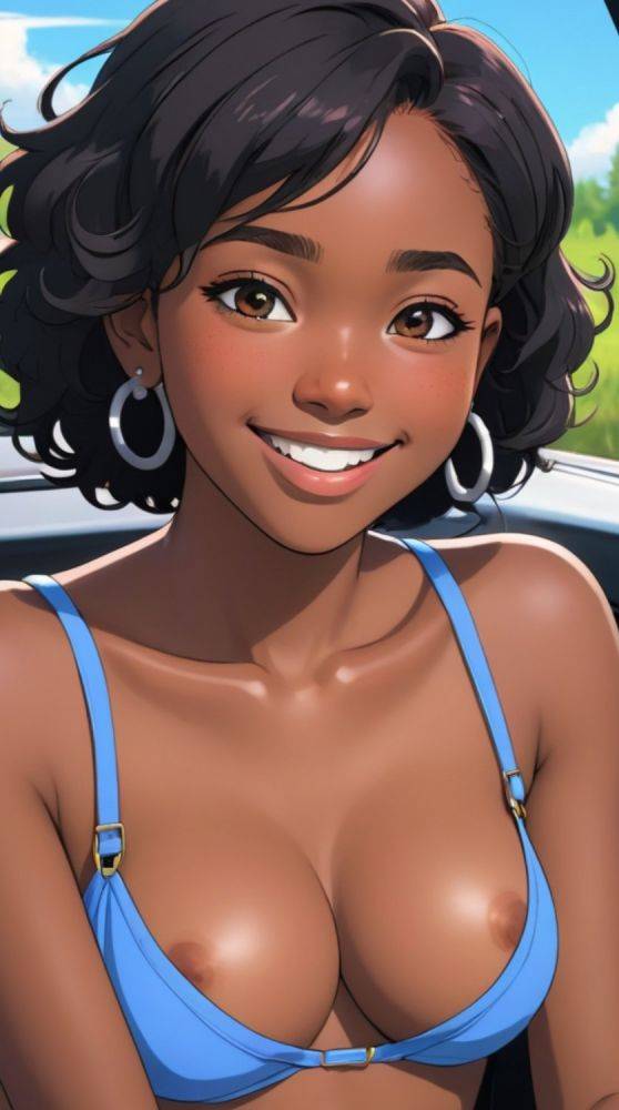 AI generated cute black beauty anime girl nude - #30