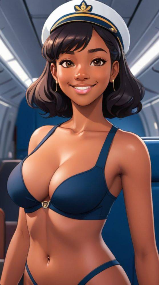 AI generated cute black beauty anime girl nude - #28
