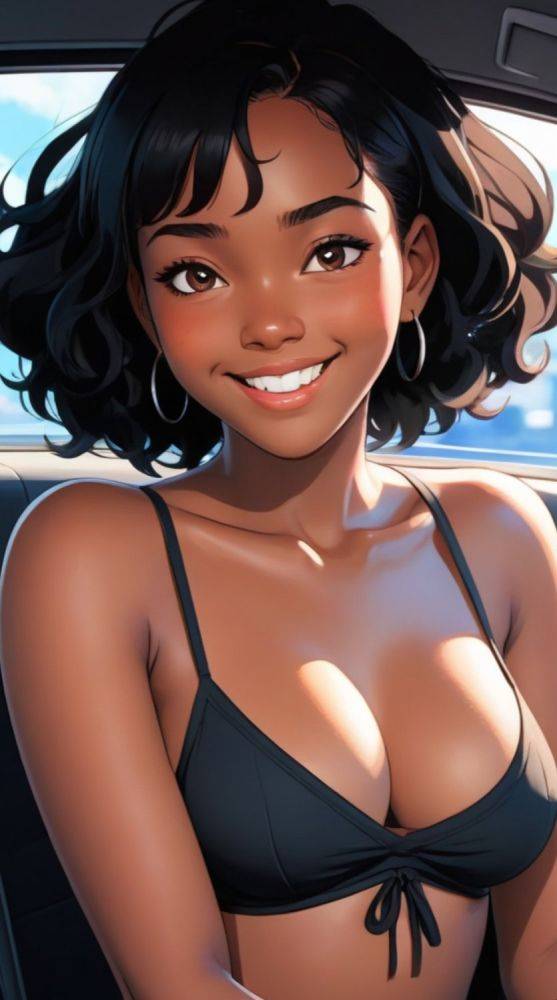 AI generated cute black beauty anime girl nude - #27