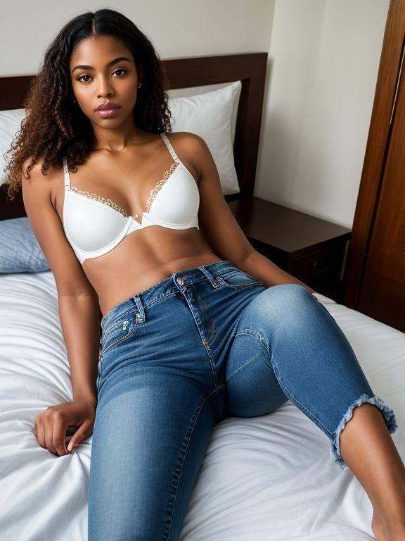 With jeans in the bedroom (AI generated) - #9