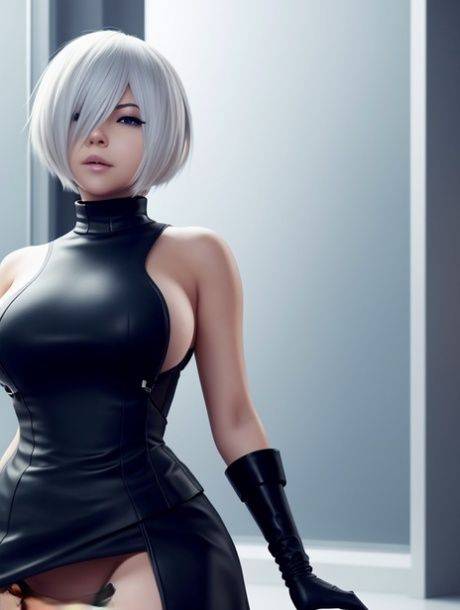 Curvy Hentai babe Yorha 2b shows off her beautiful tits & her big ass - #6