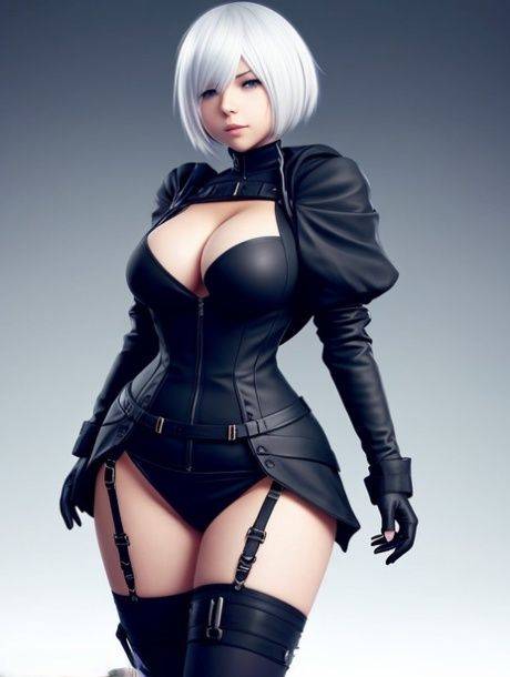 Curvy Hentai babe Yorha 2b shows off her beautiful tits & her big ass - #2