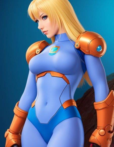 Stunning anime babe Samus Aran unveils her big juggs in a solo show - #6