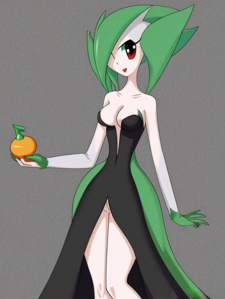 Skinny alien-like anime Gardevoir shows off her strange tits & her thin waist - #2