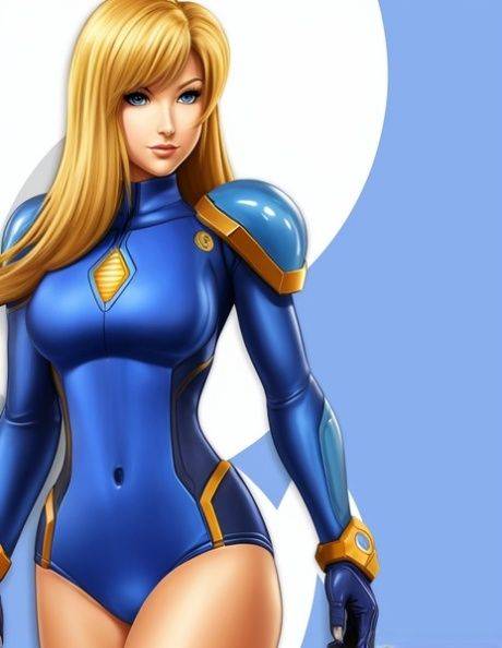AI generated Hentai babe Samus Aran teases in sexy costumes & while naked - #1
