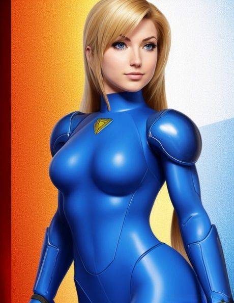 AI generated Hentai babe Samus Aran teases in sexy costumes & while naked - #5