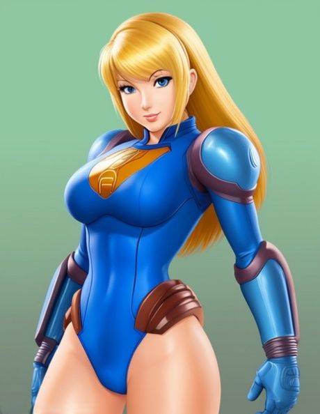 AI generated Hentai babe Samus Aran teases in sexy costumes & while naked - #3