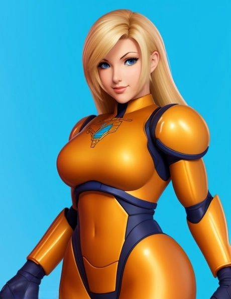 AI generated Hentai babe Samus Aran teases in sexy costumes & while naked - #8