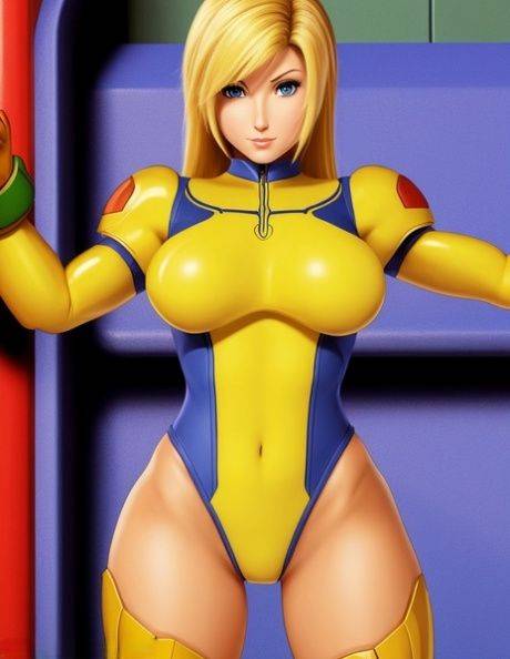 AI generated Hentai babe Samus Aran teases in sexy costumes & while naked - #6