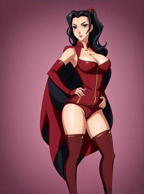 Curvy AI generated anime brunette Asami Sato exposing her big tits - #10