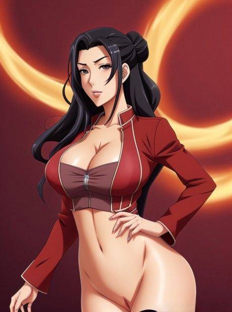 Curvy AI generated anime brunette Asami Sato exposing her big tits - #6