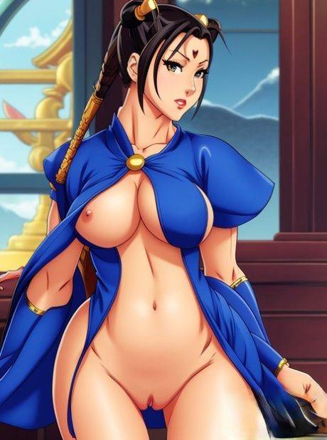 Anime bombshell Chun-Li from Street Fighter teasing with her monster tits - #2