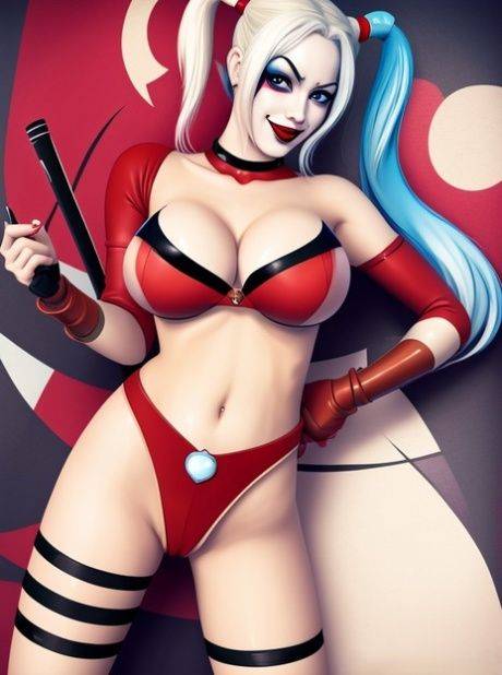 Buxom Hentai babe Harley Quinn shows her big tits & her inviting puffy pussy - #9