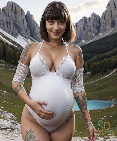 AI generated pregnant babe SilviaM shows her baby bump & her big breasts - #9