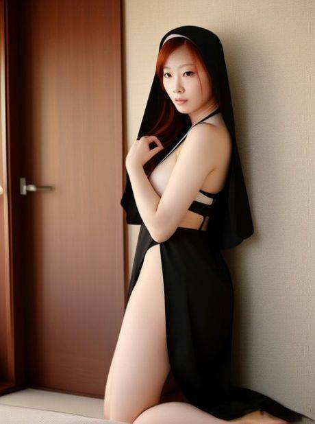 Pretty AI generated Asian nun Suke Hayato shows off her amazing tits - #10