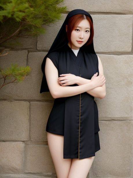 Pretty AI generated Asian nun Suke Hayato shows off her amazing tits - #12