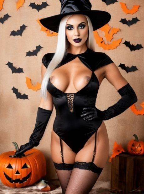 AI Generated Sandra Wilkins poses in a witch costume at the Halloween party - #11