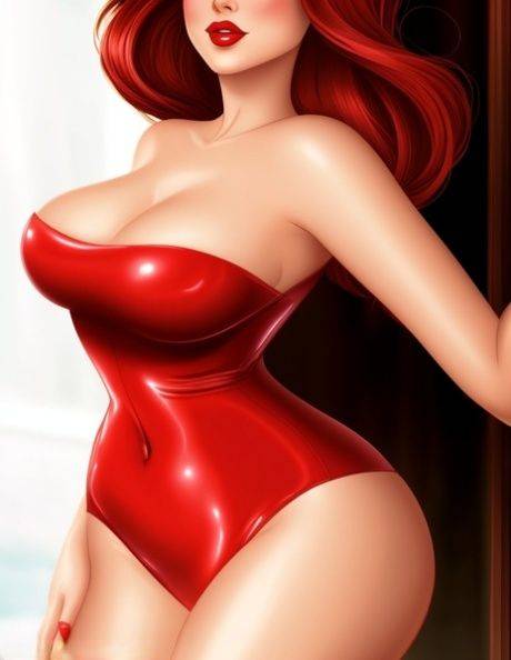 Wasp-waisted Hentai babe Jessica Rabbit shows off her lovely tits - #6