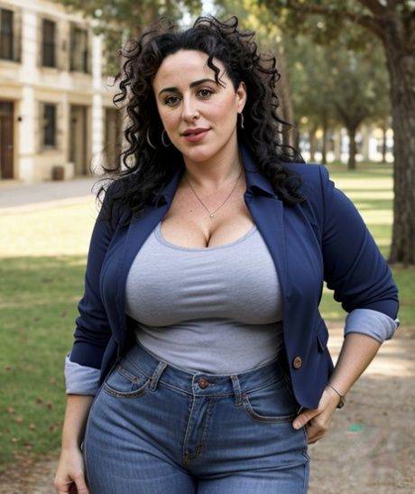 Curvaceous AI generated model Filomena teases with her big tits & cleavage - #14