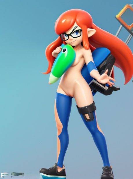 Tiny anime ginger Inkling from Splatoon teases with her hot body in a solo - #4