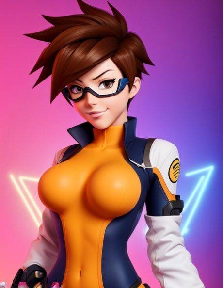 Sexy AI generated Hentai babe Tracer shows off her big tits & her curvy ass - #6