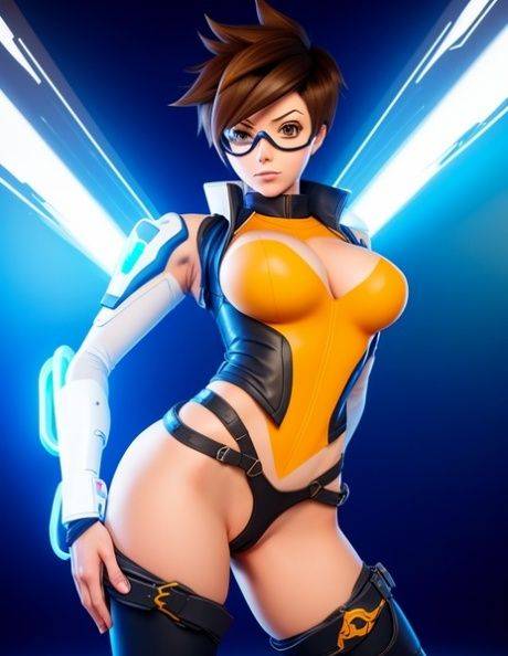 Sexy AI generated Hentai babe Tracer shows off her big tits & her curvy ass - #9