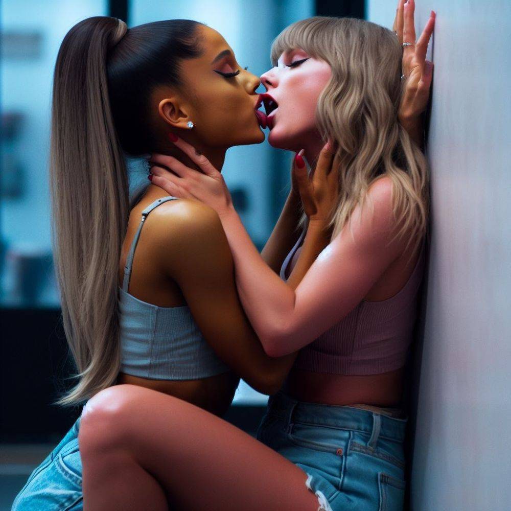 Taylor Swift and Ariana Grande - Lesbian behavior (AI fake not by me) - #4