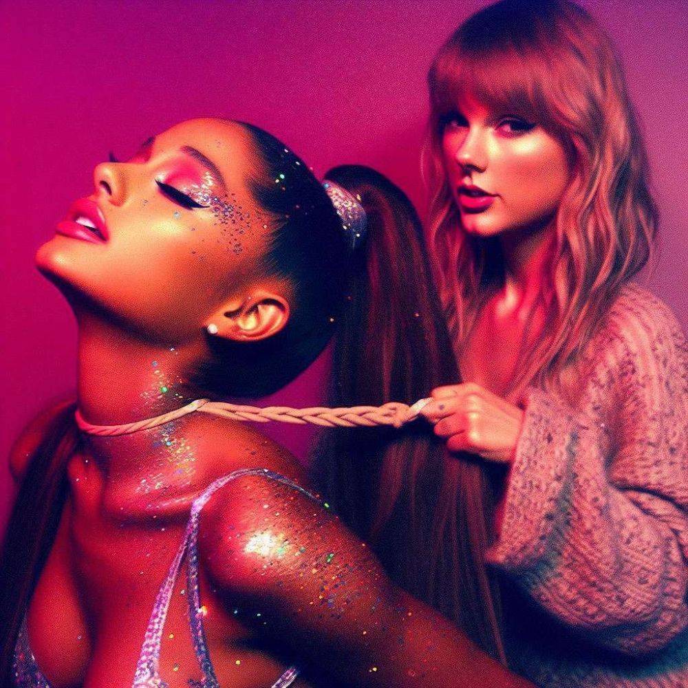 Taylor Swift and Ariana Grande - Lesbian behavior (AI fake not by me) - #1