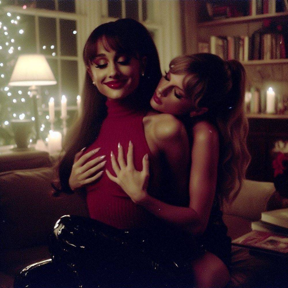 Taylor Swift and Ariana Grande - Lesbian behavior (AI fake not by me) - #9
