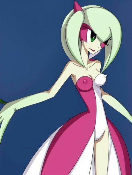 AI generated anime slut Gardevoir from Pokemon flaunting her big boobs - #1