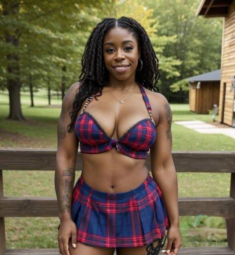 AI generated ebony girl Linas flaunts her big tits and ass in a solo - #6