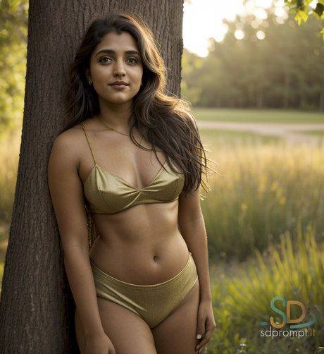 Sexy AI generated Indian beauty Yogabu poses in her traditional outfit & naked - #6