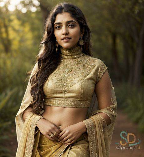 Sexy AI generated Indian beauty Yogabu poses in her traditional outfit & naked - #5