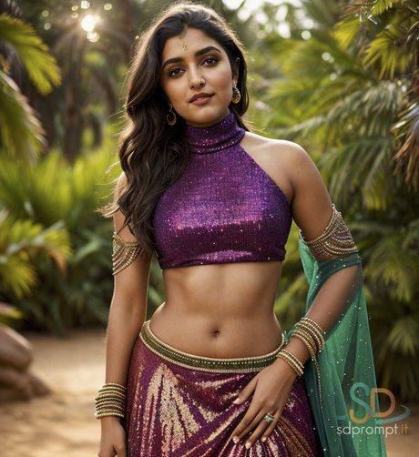 Sexy AI generated Indian beauty Yogabu poses in her traditional outfit & naked - #9