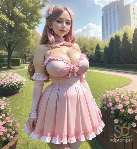 Chubby AI generated babe Nirosau shows her stunning big boobs outdoors - #13