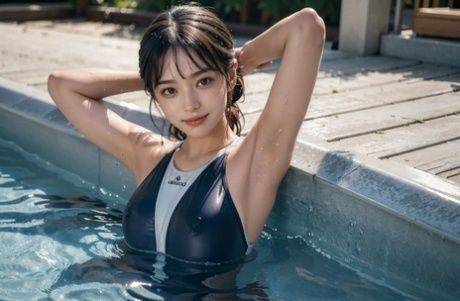 Sexy AI generated Asian babe posing in her hot swimsuits in a solo - #10