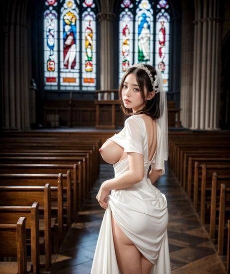 Slutty AI generated brides show off their tits in a sexy wedding compilation - #7