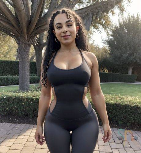 Exotic AI generated goddess Burbun sows her curves in her hot outfits outdoors - #3