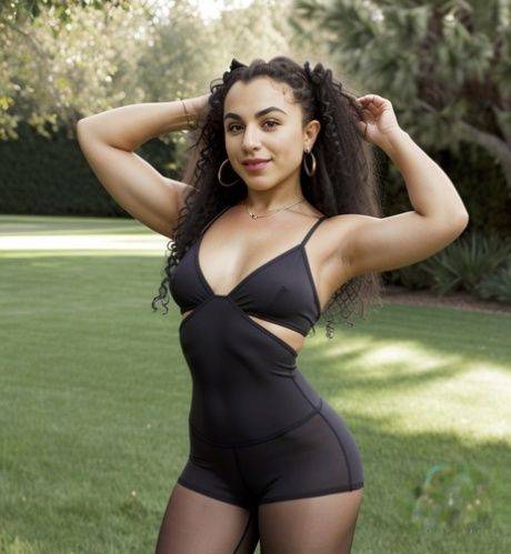 Exotic AI generated goddess Burbun sows her curves in her hot outfits outdoors - #8