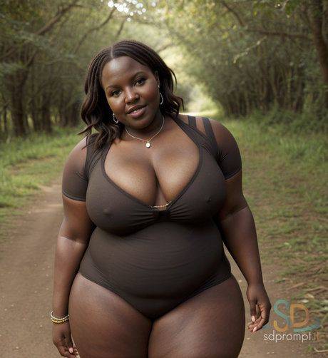 Voluptuous AI generated ebony Mildir teases with her curves in her lingerie - #7