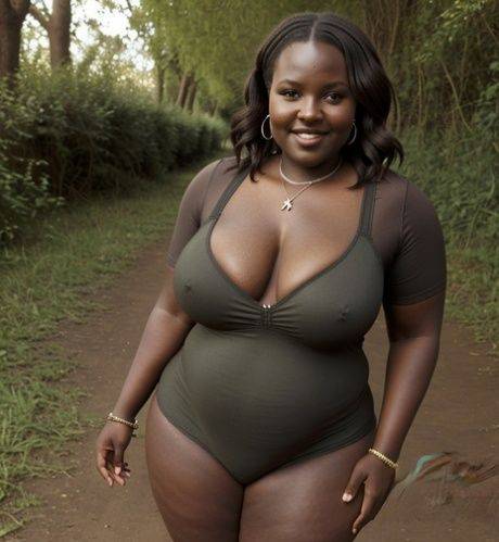 Voluptuous AI generated ebony Mildir teases with her curves in her lingerie - #2